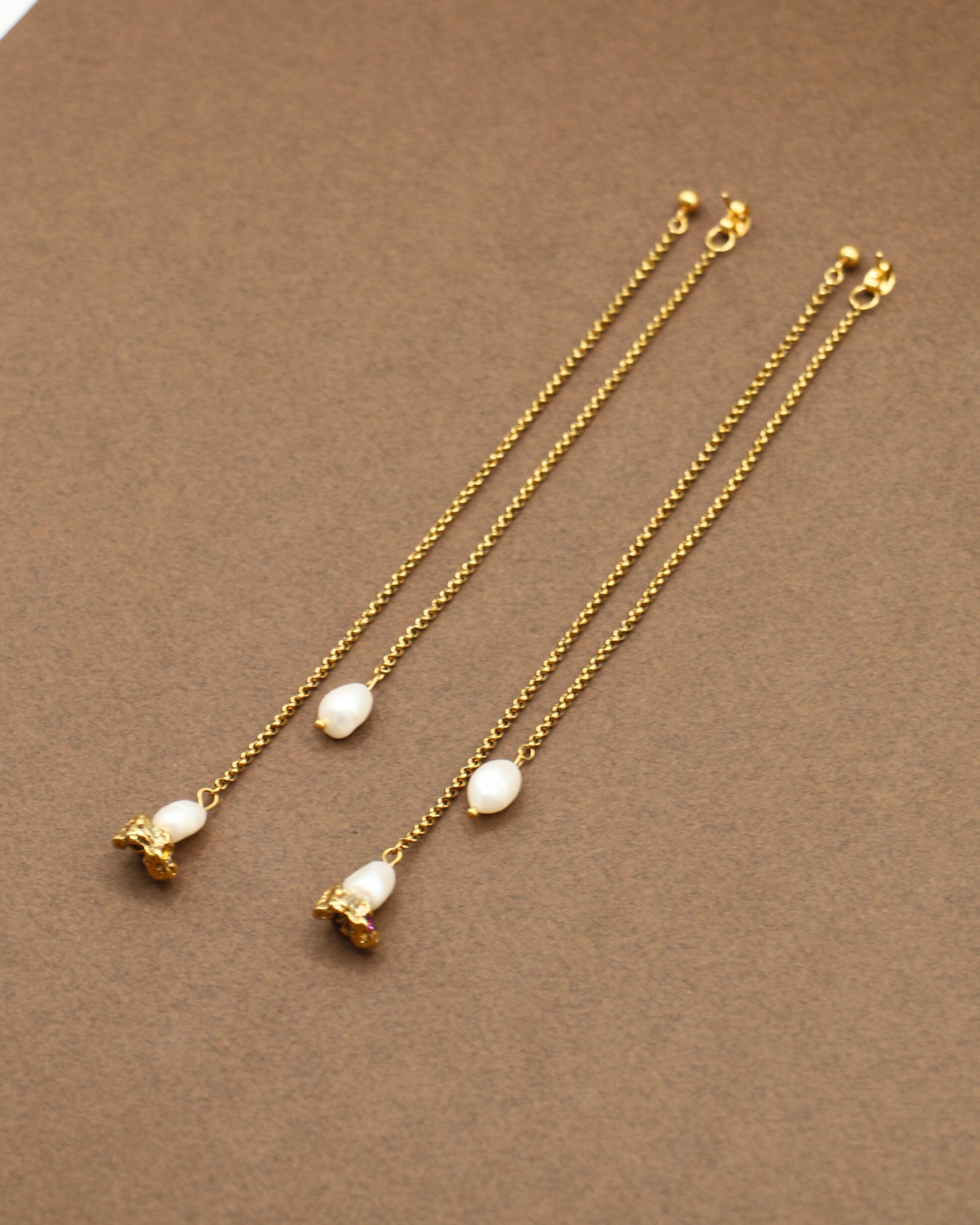 BOUCLES D'OREILLES PERLÉES - DORÉ/BLEU & VERT