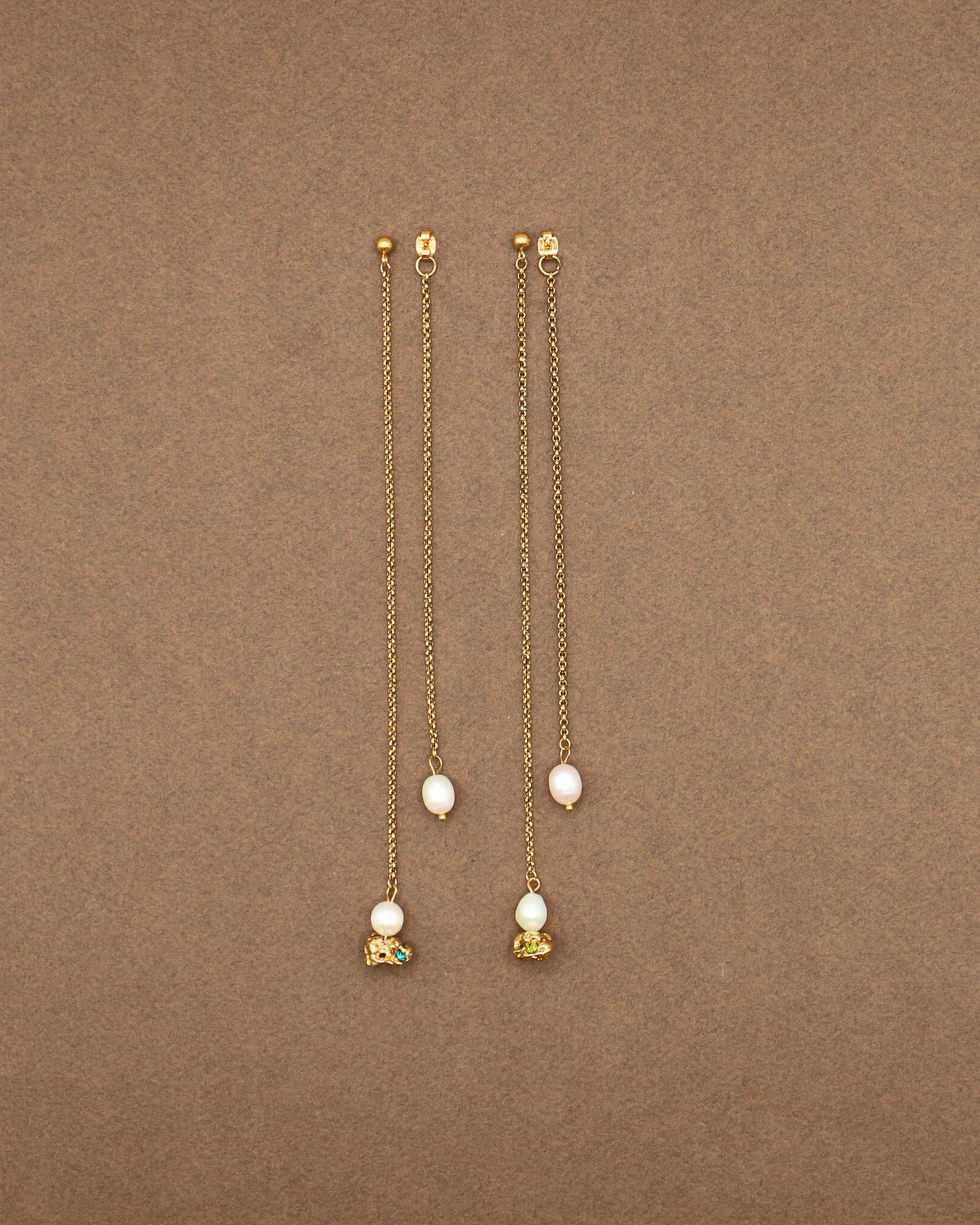BOUCLES D'OREILLES PERLÉES - DORÉ/BLEU & VERT