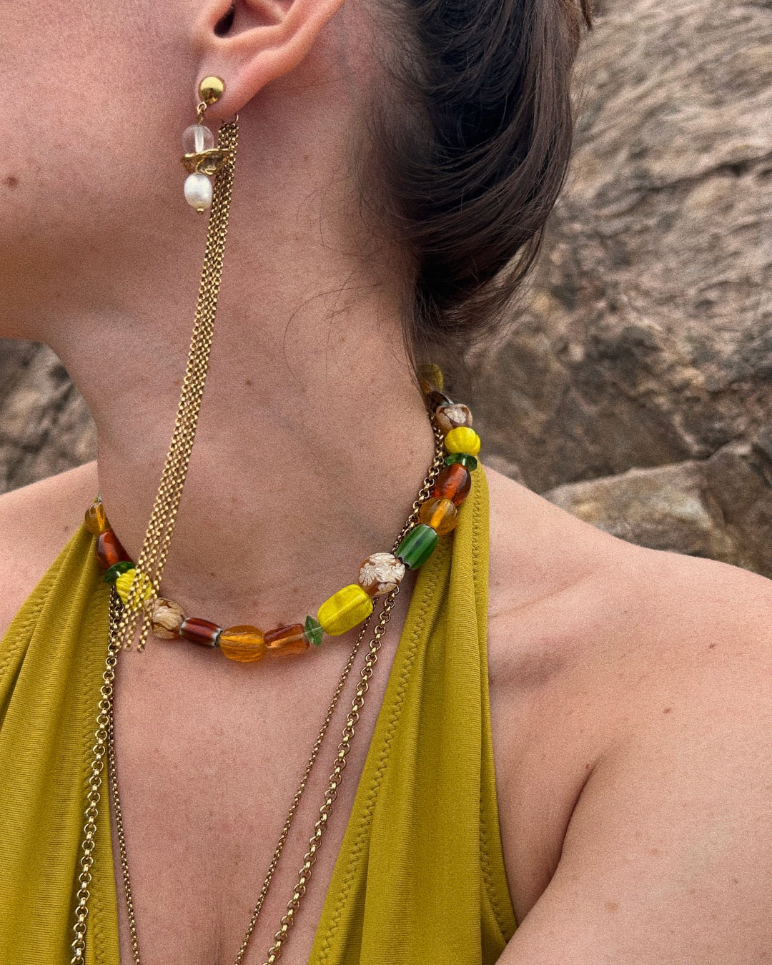 BOUCLES D'OREILLES ARDENTES - DORÉ/BLEU TACHETÉ