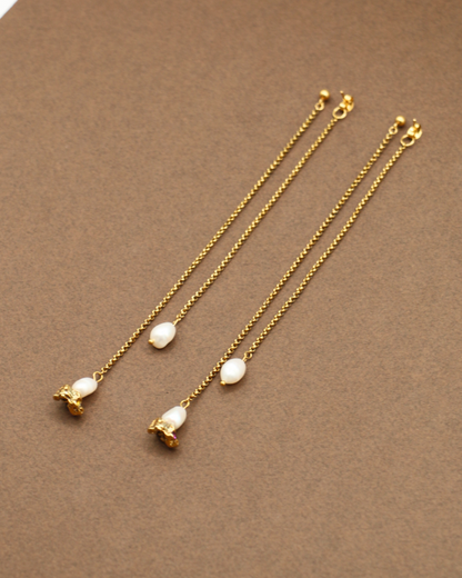 BOUCLES D'OREILLES PERLÉES - DORÉ/BLEU & VERT