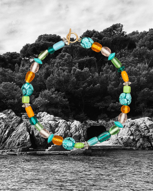COLLIER SAREGO - PERLES DE VERRE/BLEUTÉ
