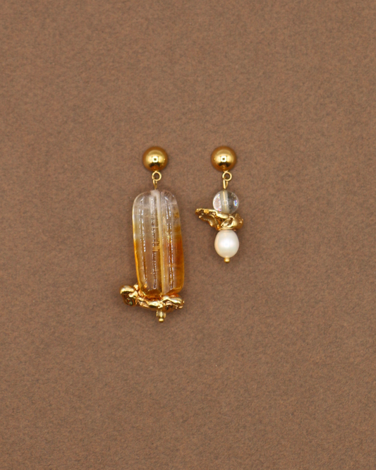 BOUCLES D'OREILLES ARDENTES - DORÉ/ORANGE DILUÉ