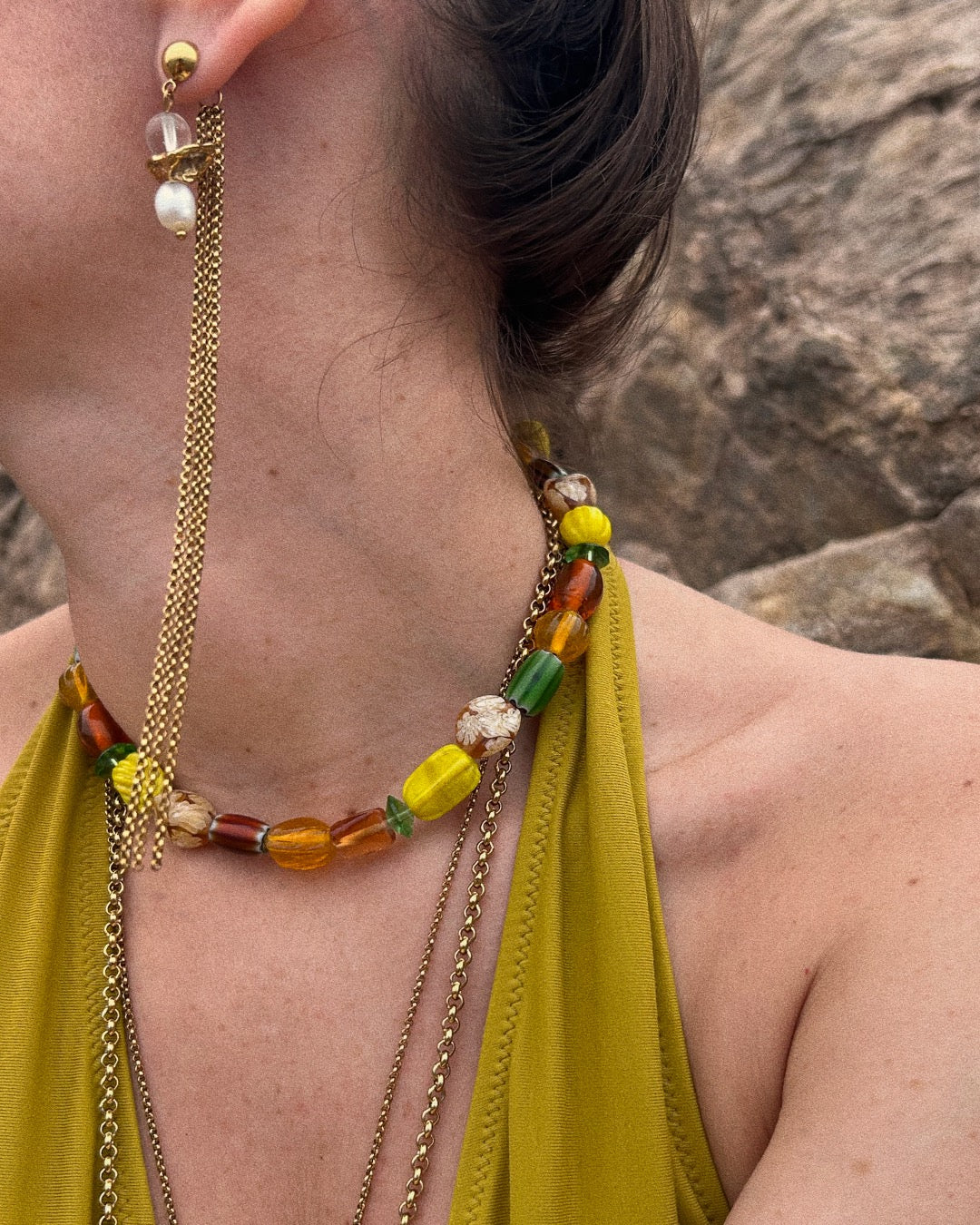 BOUCLES D'OREILLES ARDENTES - DORÉ/ORANGE STRIÉ