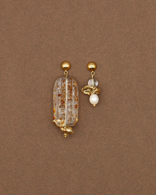 BOUCLES D'OREILLES ARDENTES - DORÉ/ORANGE TACHETÉ