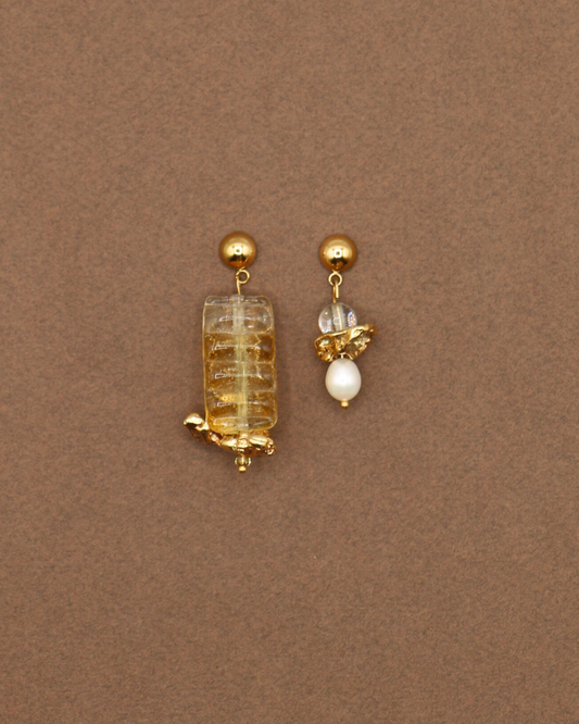 BOUCLES D'OREILLES ARDENTES - DORÉ/ORANGE STRIÉ