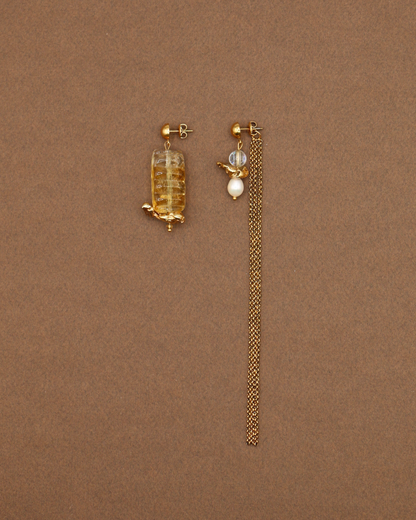 BOUCLES D'OREILLES ARDENTES - DORÉ/ORANGE STRIÉ