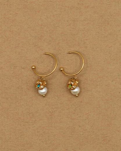 BOUCLES D'OREILLES FILANTES - DORÉ/TURQUOISE & VERT