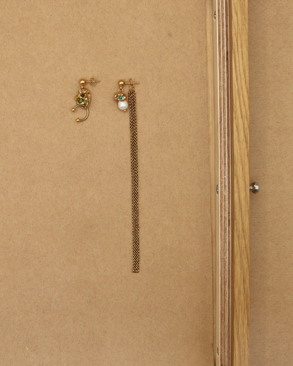 BOUCLES D'OREILLES IRIDES - DORÉ/BLEU & VERT