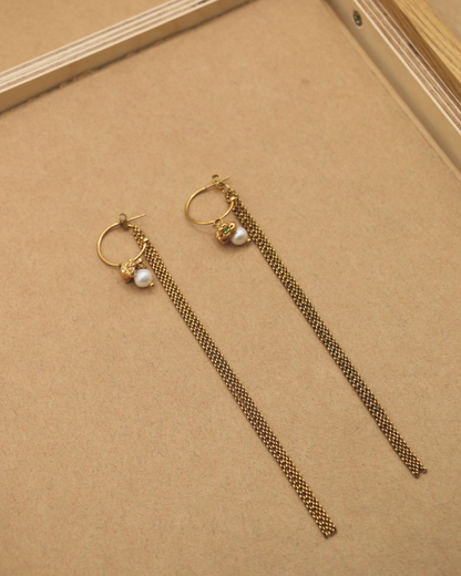 BOUCLES D'OREILLES FILANTES - DORÉ/TURQUOISE & VERT