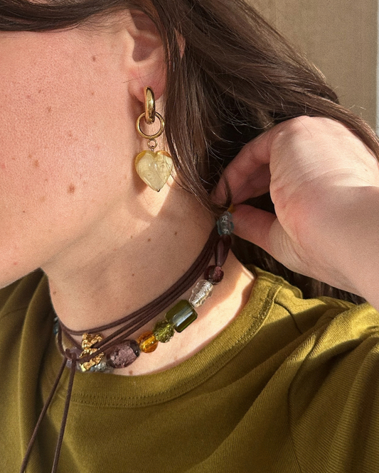 BOUCLE D'OREILLE PULSE - PERLE DE VERRE/CRÈME