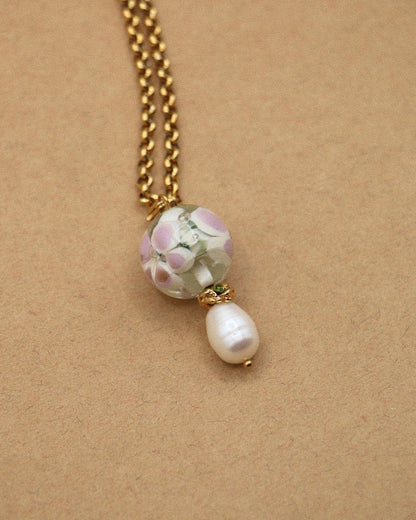 COLLIER POMA - PERLES DE VERRE/CRISTAUX COLORÉS