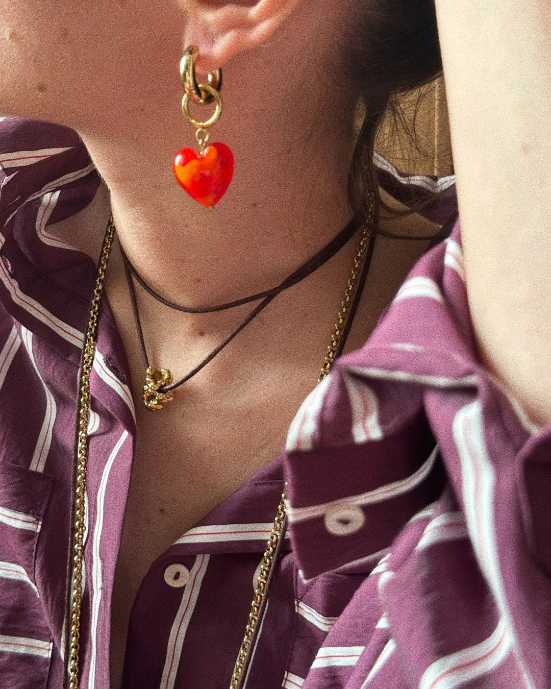 BOUCLE D'OREILLE PULSE - PERLE DE VERRE/ROUGE