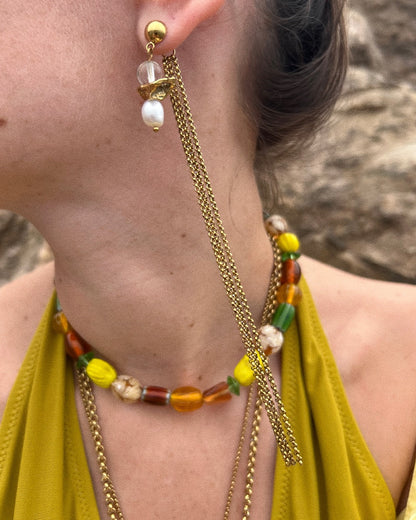 BOUCLES D'OREILLES ARDENTES - DORÉ/ORANGE TACHETÉ