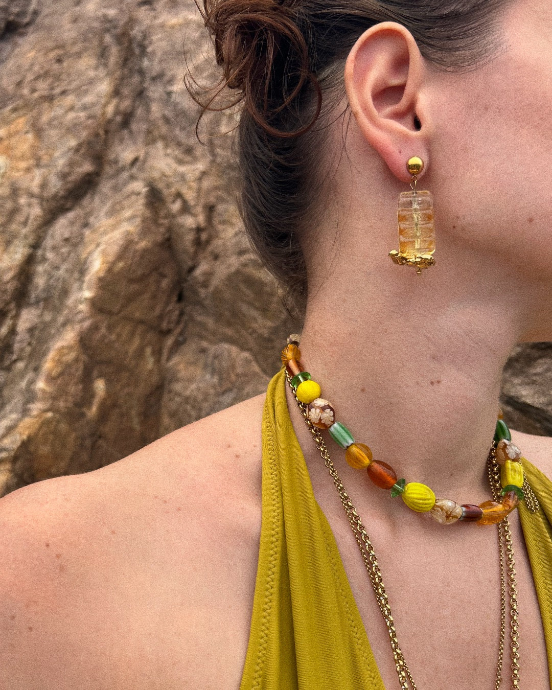 BOUCLES D'OREILLES ARDENTES - DORÉ/ORANGE STRIÉ