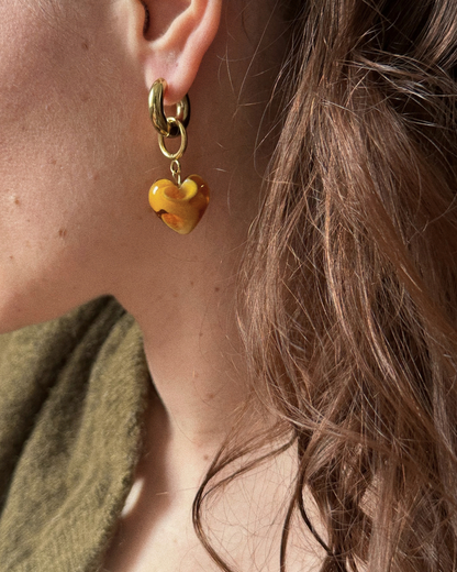 BOUCLE D'OREILLE PULSE - PERLE DE VERRE/MARRON GLACÉ