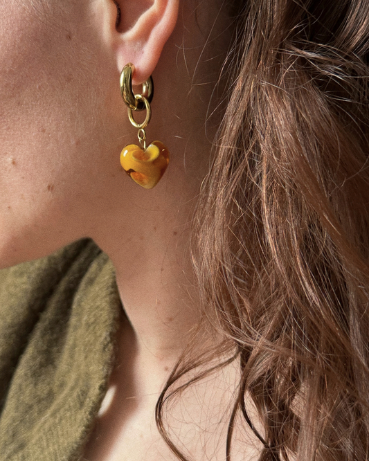 BOUCLE D'OREILLE PULSE - PERLE DE VERRE/MARRON GLACÉ