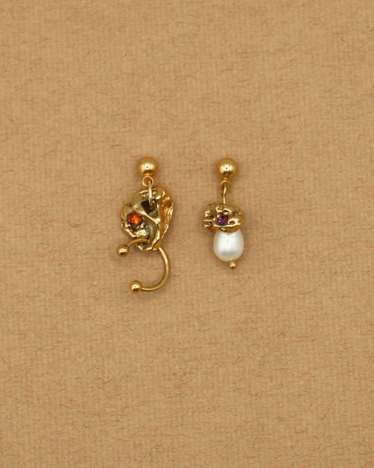 BOUCLES D'OREILLES IRIDES - DORÉ/ORANGE & VIOLET