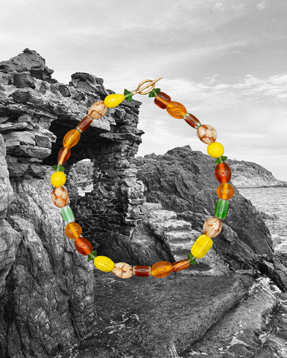 COLLIER SAREGO - PERLES DE VERRE/ORANGÉ