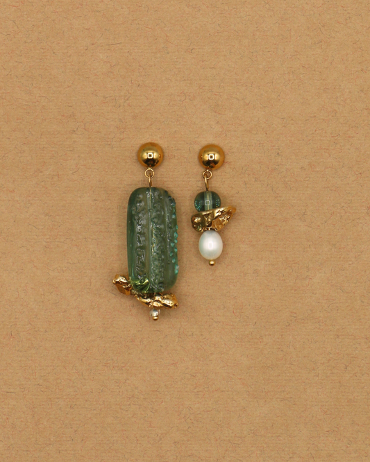 BOUCLES D'OREILLES ARDENTES - DORÉ/BLEU TACHETÉ