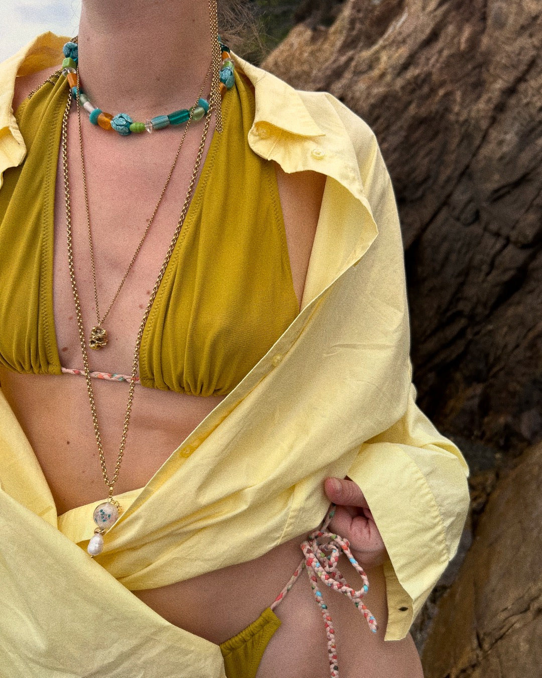 COLLIER POMA - PERLES DE VERRE/CRISTAUX COLORÉS