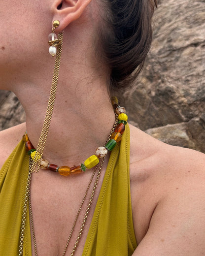 BOUCLES D'OREILLES ARDENTES - DORÉ/BLEU TACHETÉ